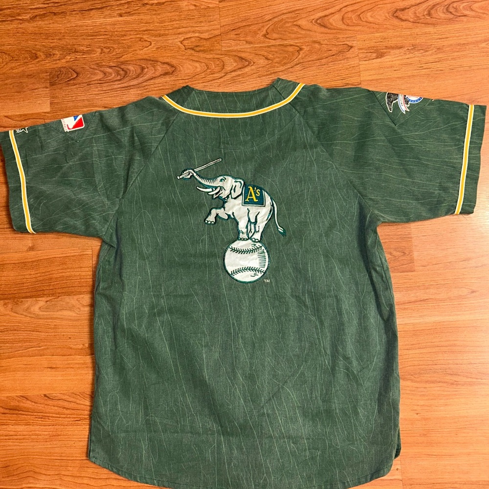VTG 90s Oakland Athletics Rare MLB Starter Jersey Button Up. L, Elephant A7